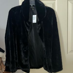 Black fuzzy dress coat